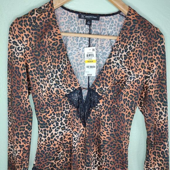 I.N.C Leopard Print Intimate Long Sleeve Body Suit - Picture 5 of 9